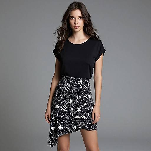 Chic Woman in Black and White Outfit