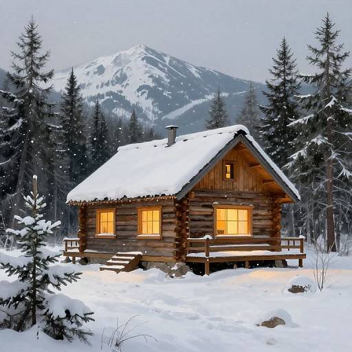 Cozy Rustic Cabin in Snowy Mountains