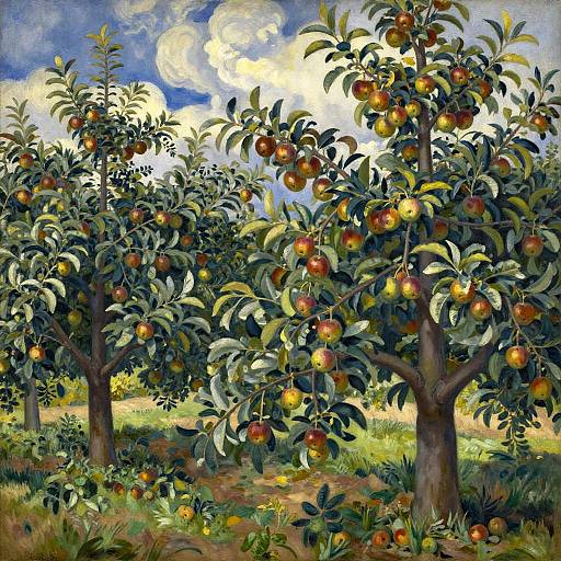 Cézanne-Inspired Apple Orchard Scene