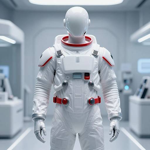 Futuristic Mannequin in White Space Suit