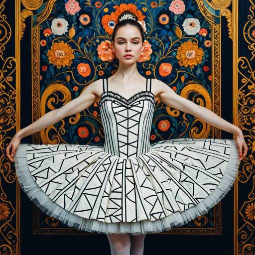 Modern Rococo Ballerina Portrait in Klimt Style
