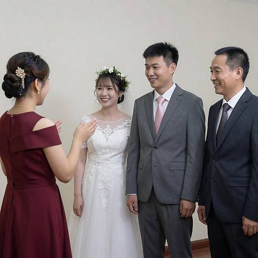Bride and Groom with Wedding Party Indoors
