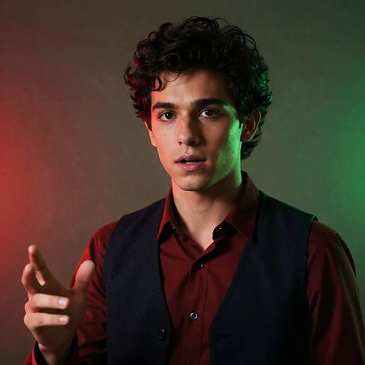 Dynamic Young Man in Sci-Fi Setting