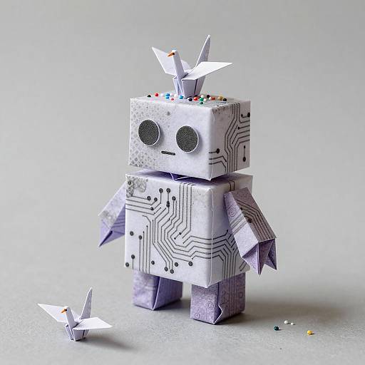 Origami Robot with Crane Toppers