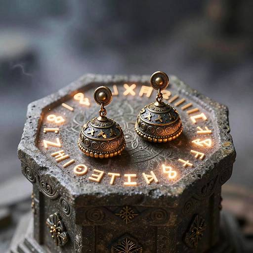 Ancient Potara Earrings on Pedestal