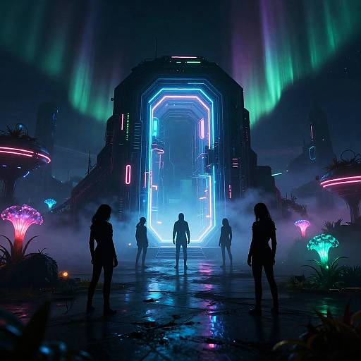 Neon Portal on Misty Alien Plains
