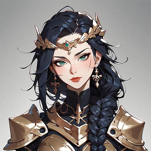 Mighty Warrior with Braided Hair and Armor