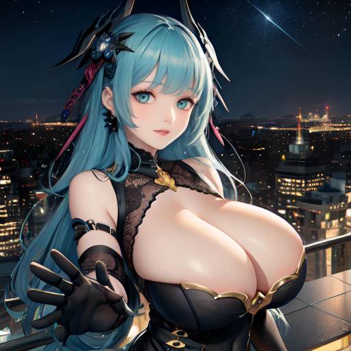 Aesthetic Anime Girl on City Rooftop