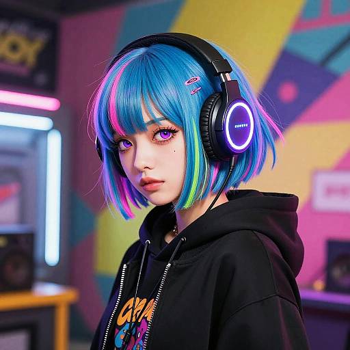 Neon-Tipped Street Dancer Anime Portrait