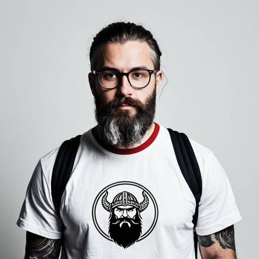 Bearded Man with Viking T-Shirt and Glasses