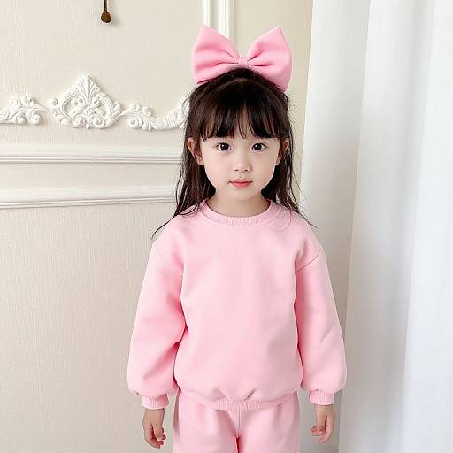 Young Girl in Pink Ornate Room