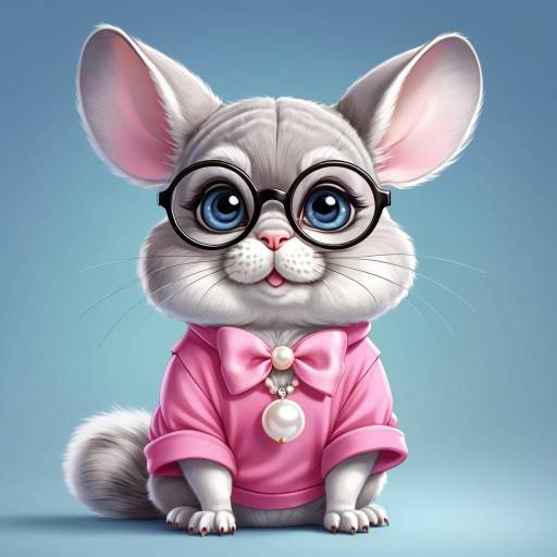 Cute Cartoon Chinchilla with Glasses