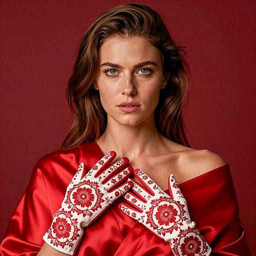 Elegant Woman in Satin with Intense Gaze