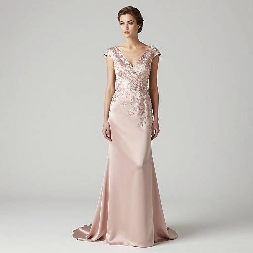 Elegant Rose Gold Satin Wedding Dress