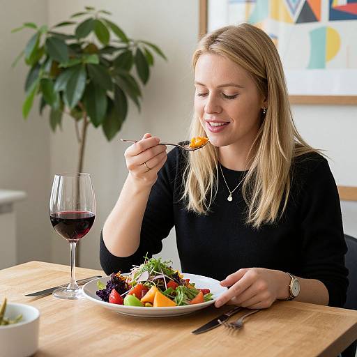 Blonde Woman Dining Cozy Brighton