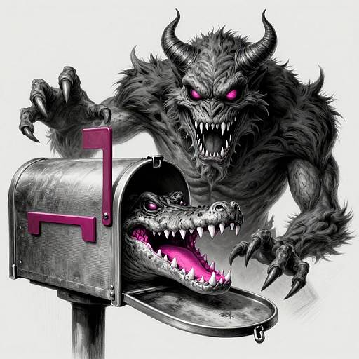 Evil Monster Emerging from Mailbox