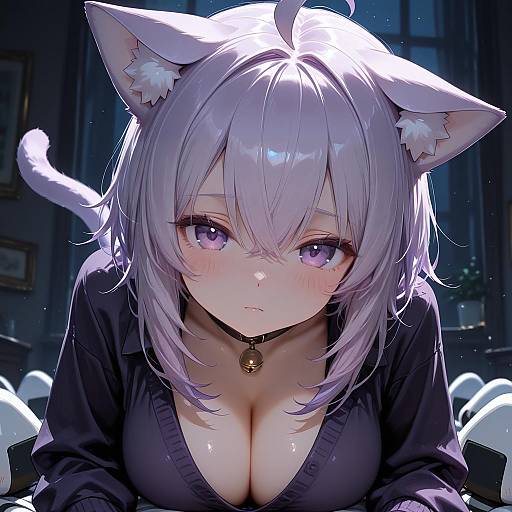 Illustration of Onigirya (nekomata okayu), hololive in the style of Okame nin