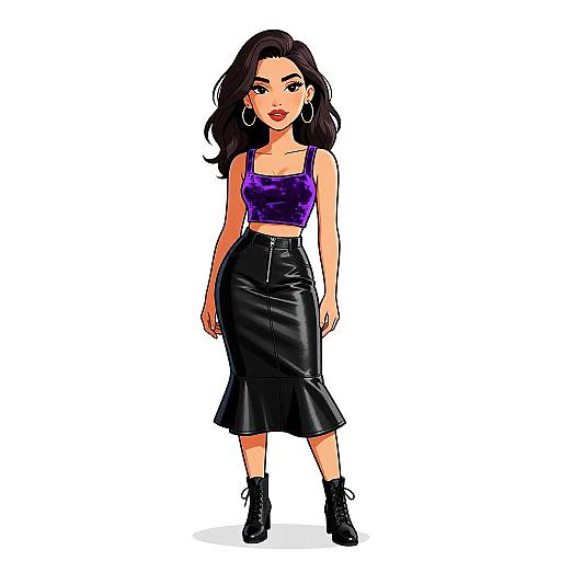 Modern Edgy Woman in Velvet Crop Top