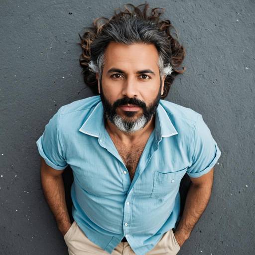 Italian Middle-Aged Man in Casual Shirt Overhead Shot