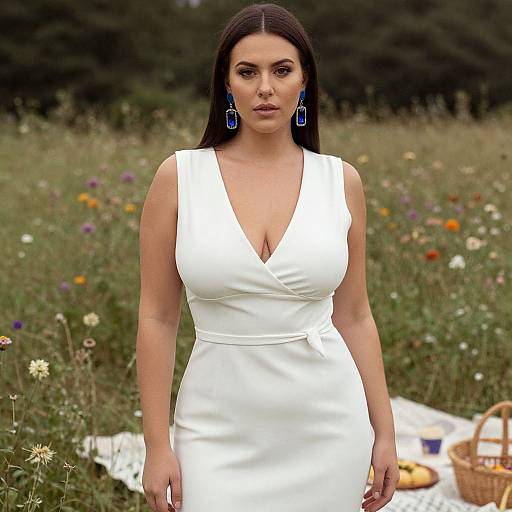 Curvy Woman in Chic White Dress