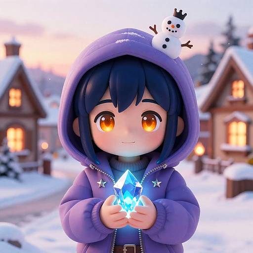 Chibi Winter Night with Sapphire Crystal