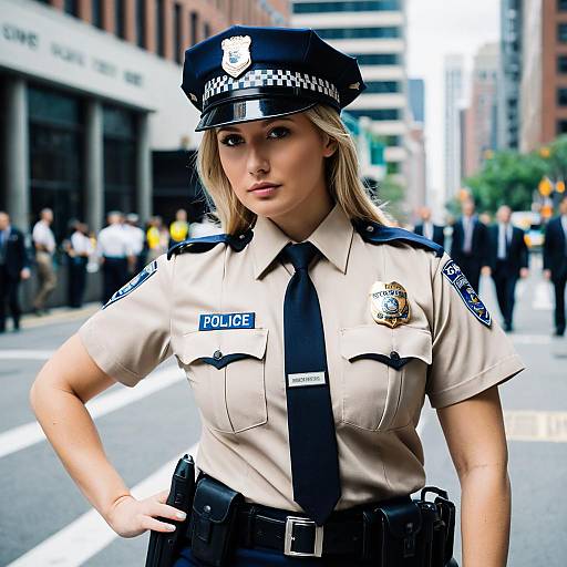 Confident Female Police Officer in Urban Setting