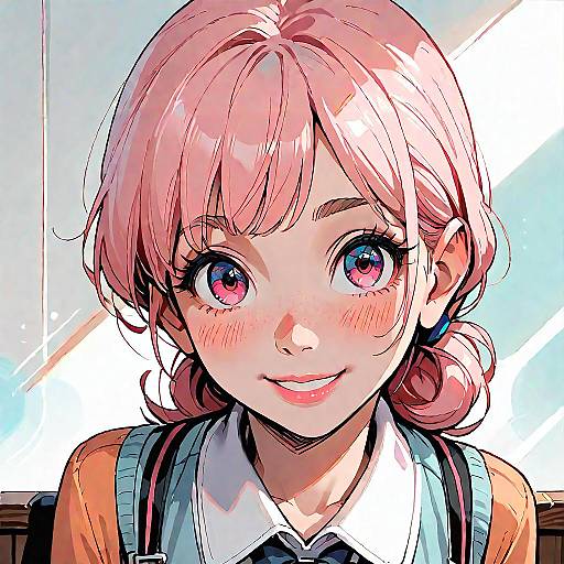 Smiling Anime Girl Casual Cowboy Shot