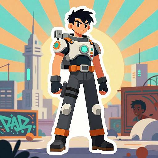 Futuristic Geometric Young Man Portrait