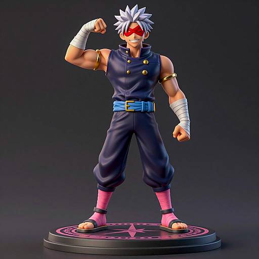 Confident Muscular Anime Character Figurine