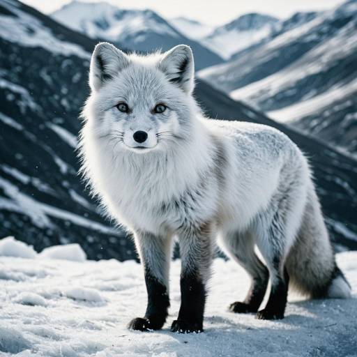 Arctic fox in snowy alpine valley Arctic fox in snowy alpine valley