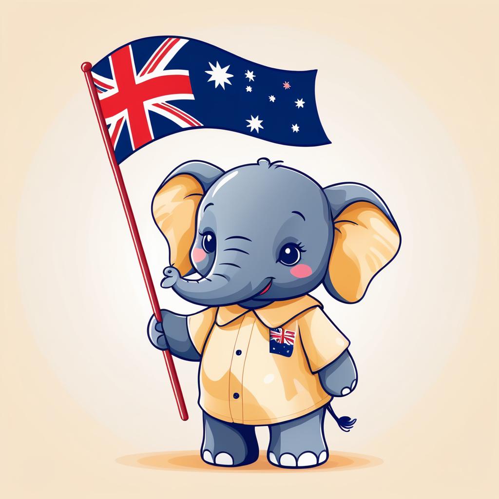 Whimsical Elephant with Australian Flag