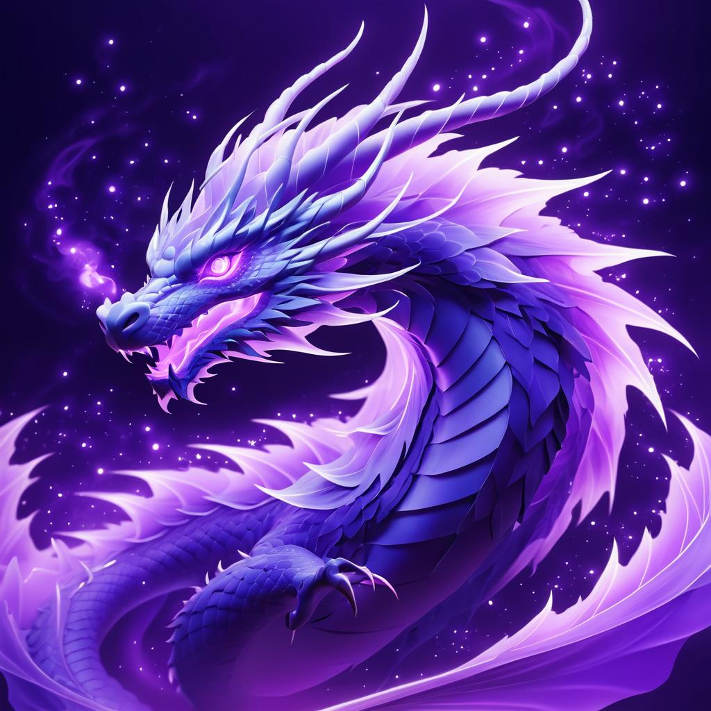 Ethereal Purple Dragon in Anime Style