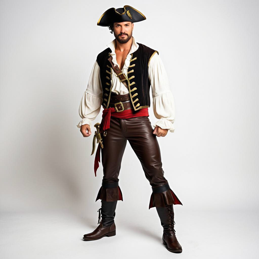 Excited Deckhand in Pirate Costume