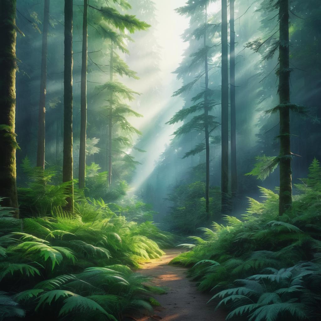 Breathtaking Watercolor Forest at Dawn