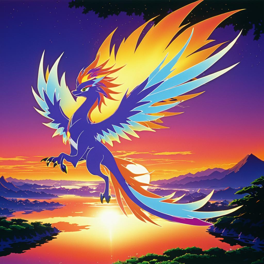 Zephyr the Phoenix in Luminous Sunset