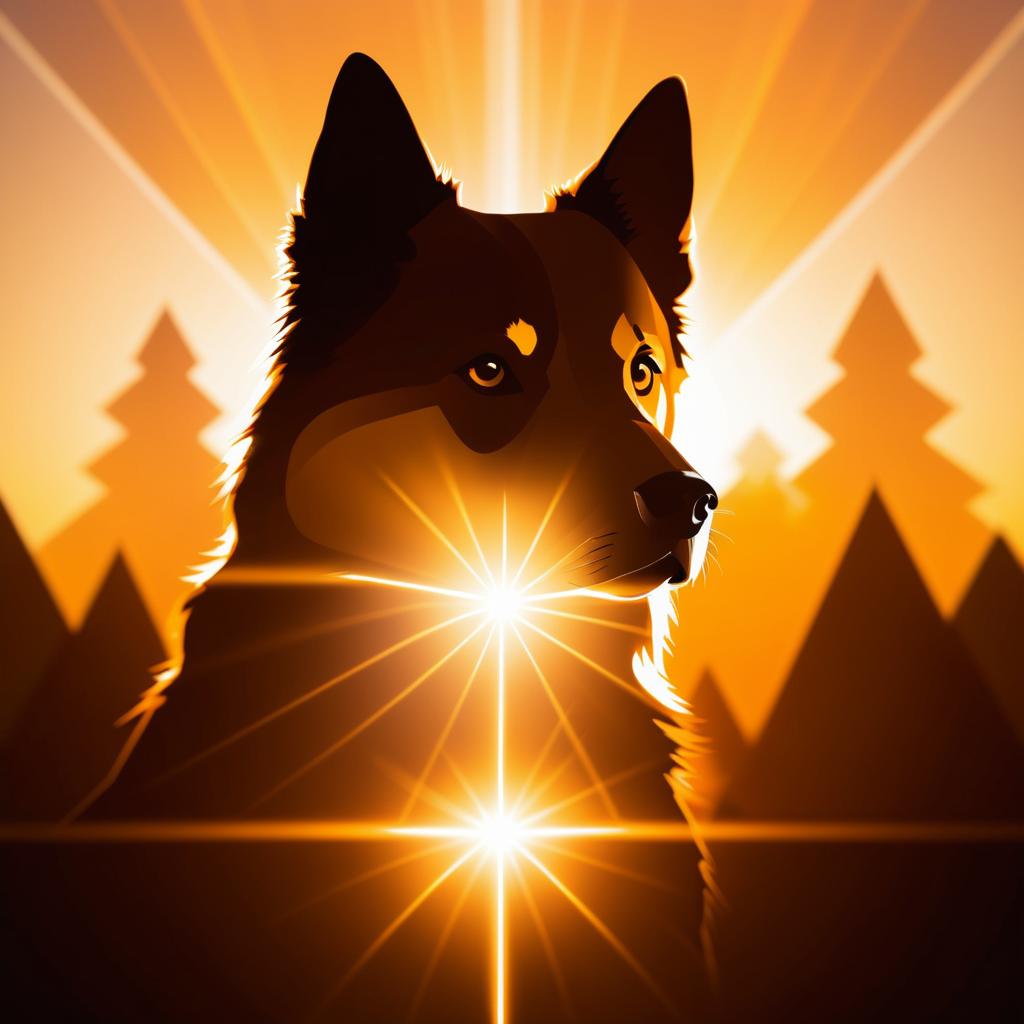 Geometric Dog Silhouette with Radiant Aura