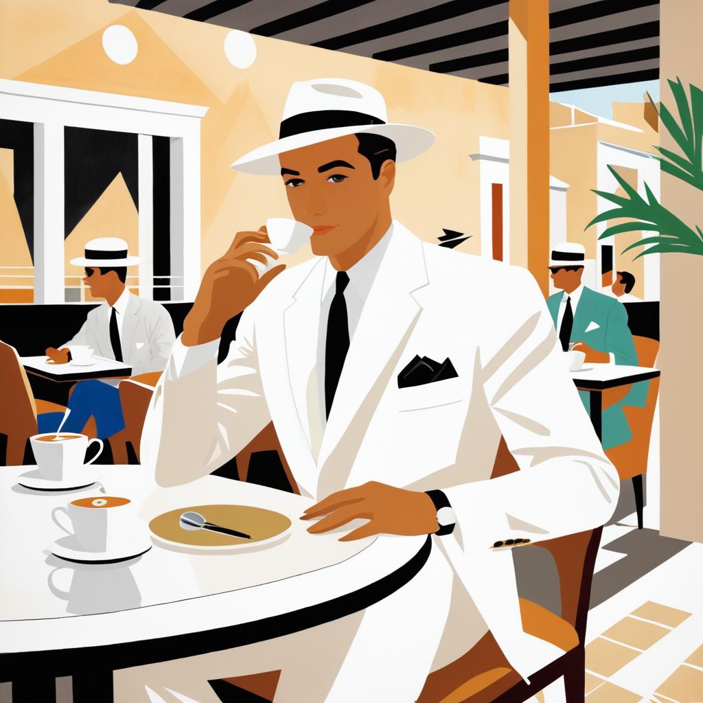 Elegant Gentleman in a Stylish Cafe Scene