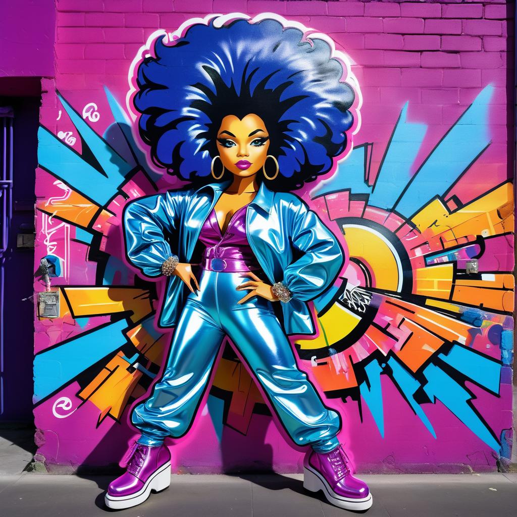 Vibrant Cartoon Graffiti of Disco Dancer