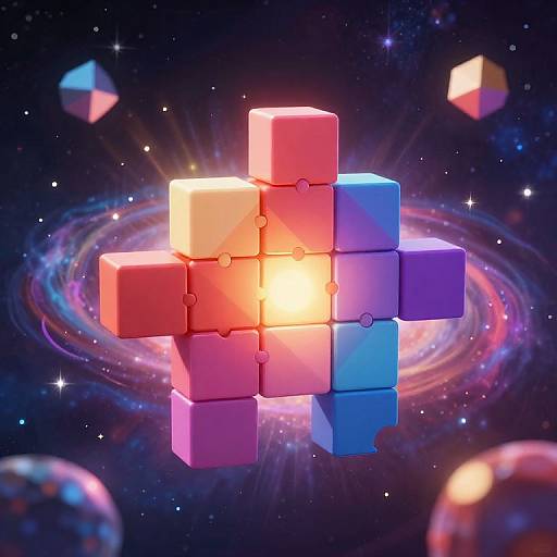 Cosmic Tetramino Puzzle Pieces