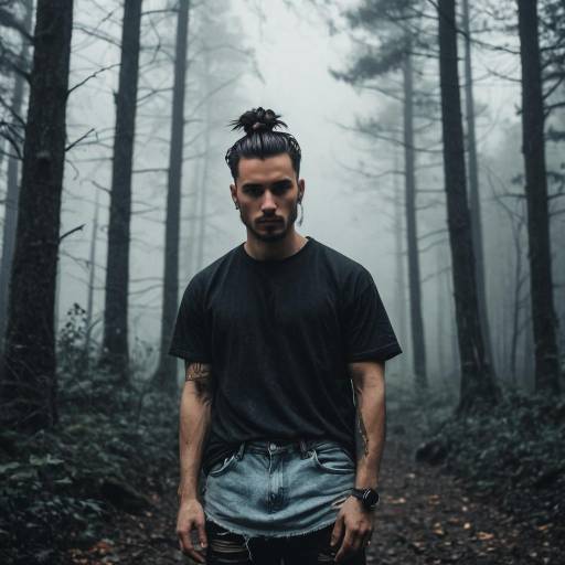 Gothic Man in Haunted Forest Scene