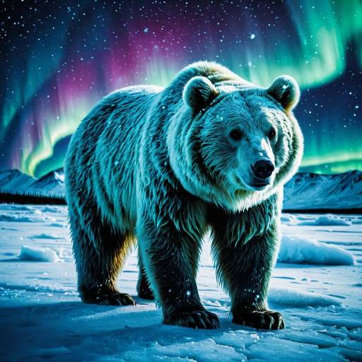 Crystalized Bear in Frozen Tundra with Northern Lights Crystalized Bear in Frozen Tundra with Northern Lights