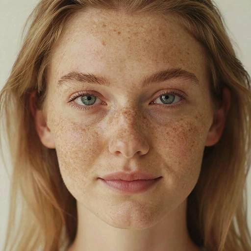 Freckled Blonde Woman Close-Up Portrait