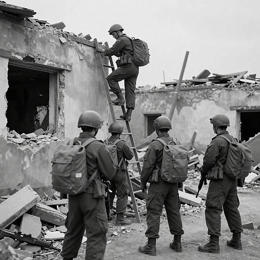 Soldiers in a War Zone: A Stark Image