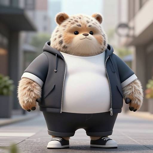 Confident Obese Furry Urban Character
