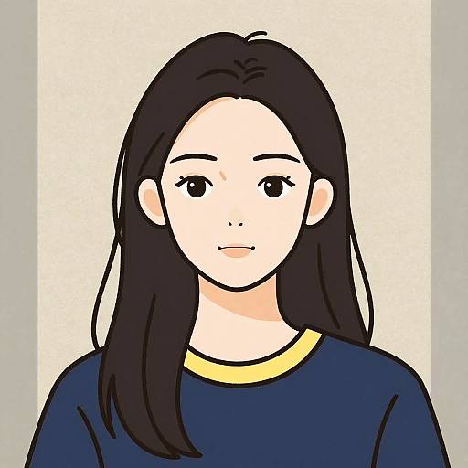 Minimalistic Digital Portrait of Young Girl