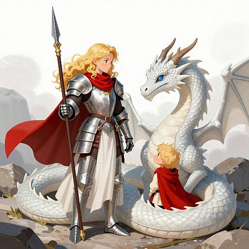 Knight and Dragon in Epic Illustration