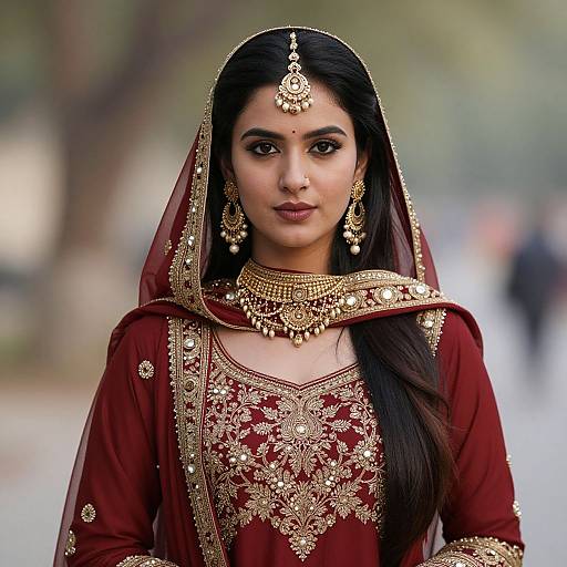 Realistic Mughal Female Costume Portrait