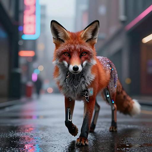 Hyper-Realistic Bionic Red Fox Portrait