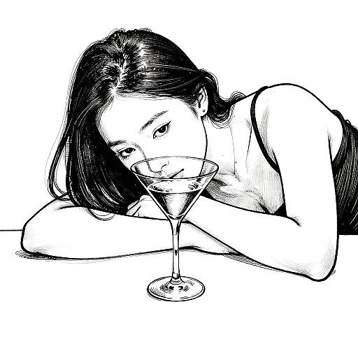 Woman Gazing Through Martini Glass