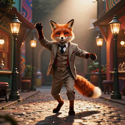 Whimsical Ginger Fox Street Performer